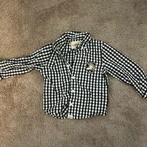 Kids Black and White Checkered Button Down Shirt